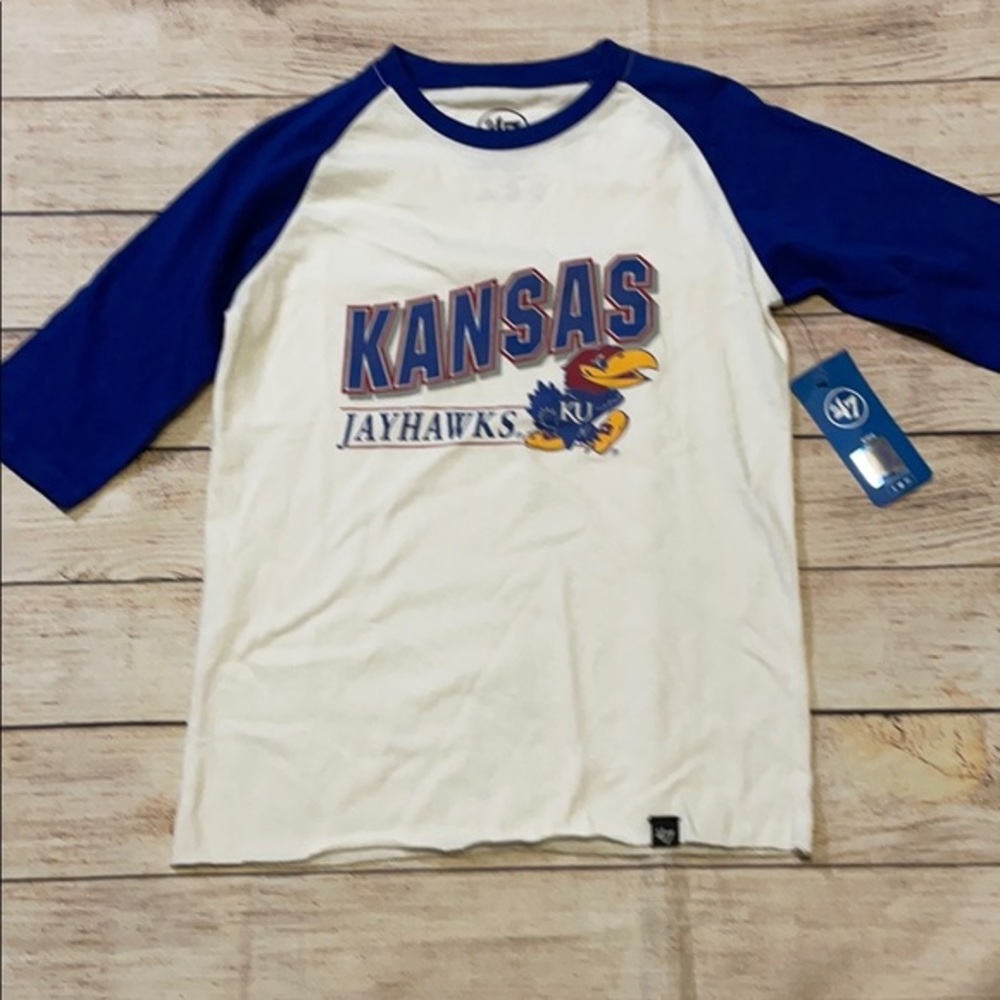 Kids Kansas Jayhawks raglan shirt size M